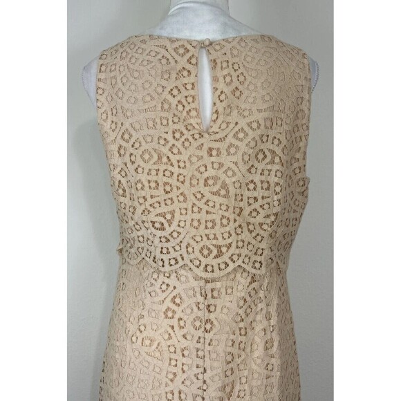 J. Crew Champagne Lace Sleeveless Mini Tiered Dress Size 10 - Picture 11 of 12
